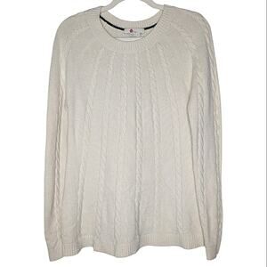 Boden Ivory Cream Alpaca Wool Blend Cable Knit Crew Neck Sweater Medium